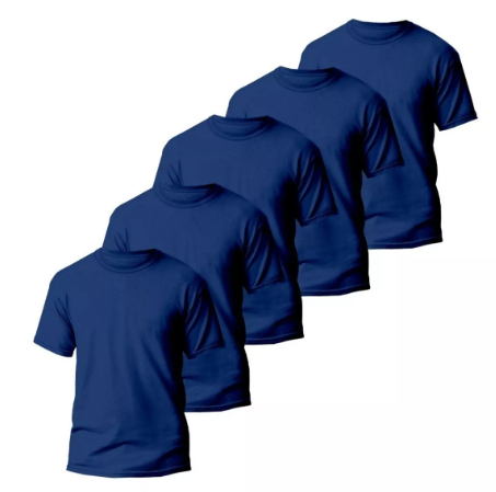 Kit 5 Camisetas Lisas Masculina Dry Fit Style Tradicional Cor Azul-marinho