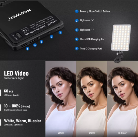 Luz Auxiliar Led Com Clipe Para Celular iPhone iPad Macbook Notebooks