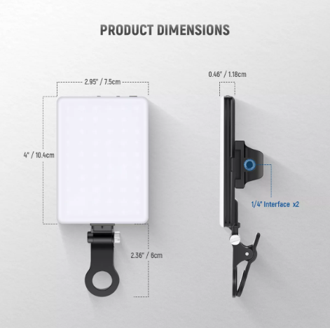 Luz Auxiliar Led Com Clipe Para Celular iPhone iPad Macbook Notebooks