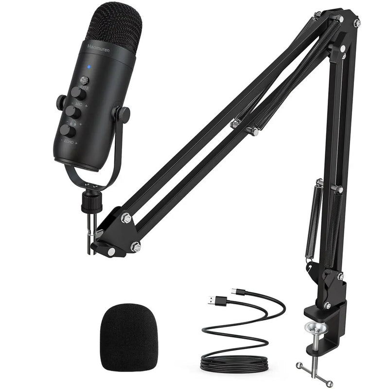 Professional USB Streaming Podcast PC Microfone Estúdio Cardioid Condensador Mic Kit com Boom Arm Para Gravação Twitch YouTube