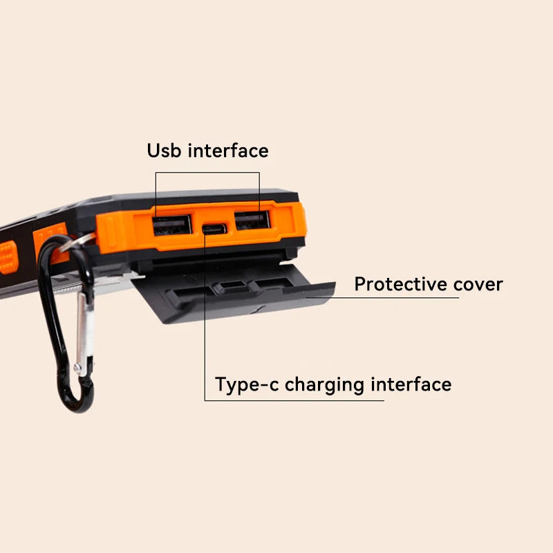 Banco de energia solar portátil / power bank com bússola, 200000mAh e outras opções, ao ar livre, pesca selvagem, camping, grande capacidade, poder de backup, carregamento rápido